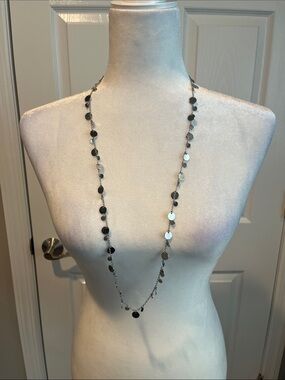 Lia Sophia Silver Disc Long Necklace